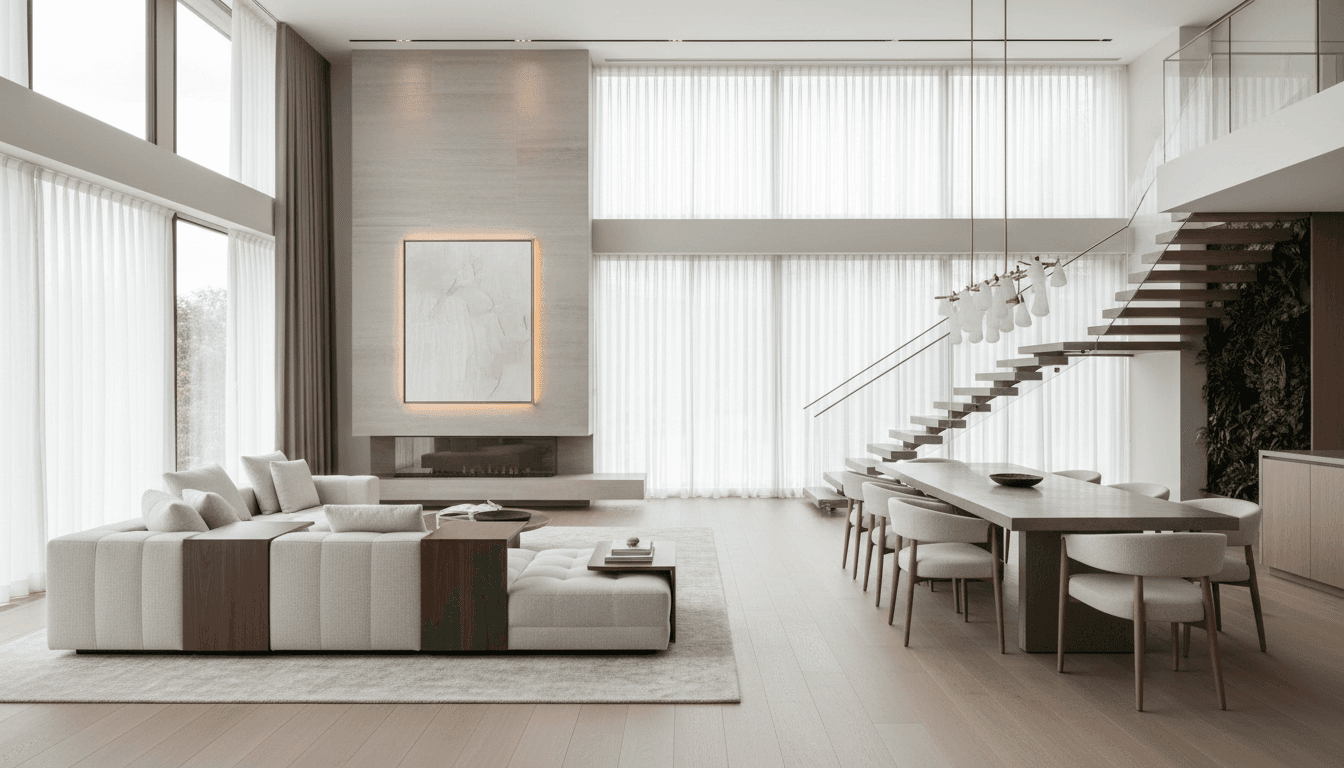 Modern luxury home interior with clean lines and sophisticated design elements